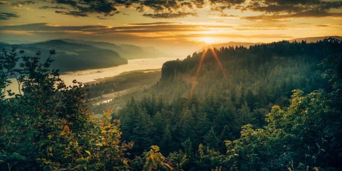 Photorealistic Landscape Photograph By Harv Greenberg, 43 X 24, Sunrise Over The Gorge, Original Artwork