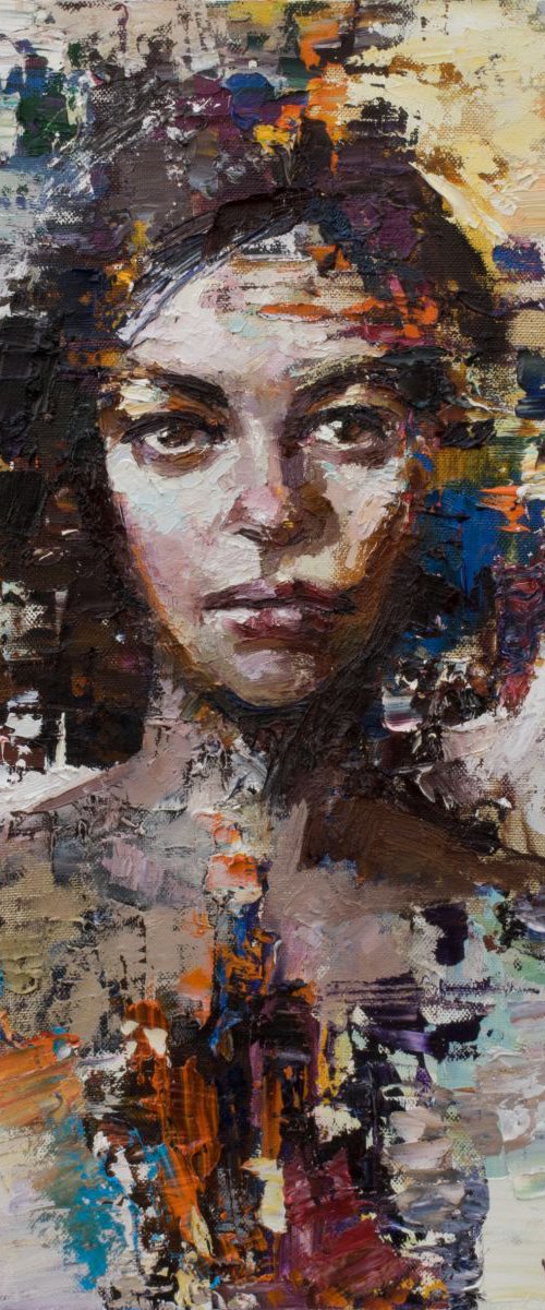 Abstract woman portrait painting, Original oil painting by Anastasiia Valiulina
