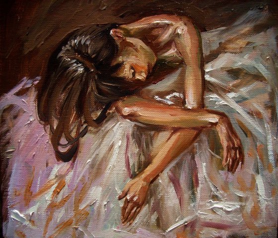 " SUCCESSFUL PERFORMANCE ... " ballerina original painting palette knife GIFT MODERN URBAN ART OFFICE ART DECOR HOME DECOR GIFT IDEA
