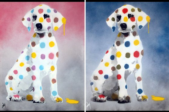 His & her Damien's dotty, spotty, puppy dawgs (on The Daily Telegraph).