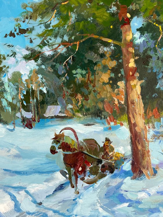 A Carriage Along a Winter Road