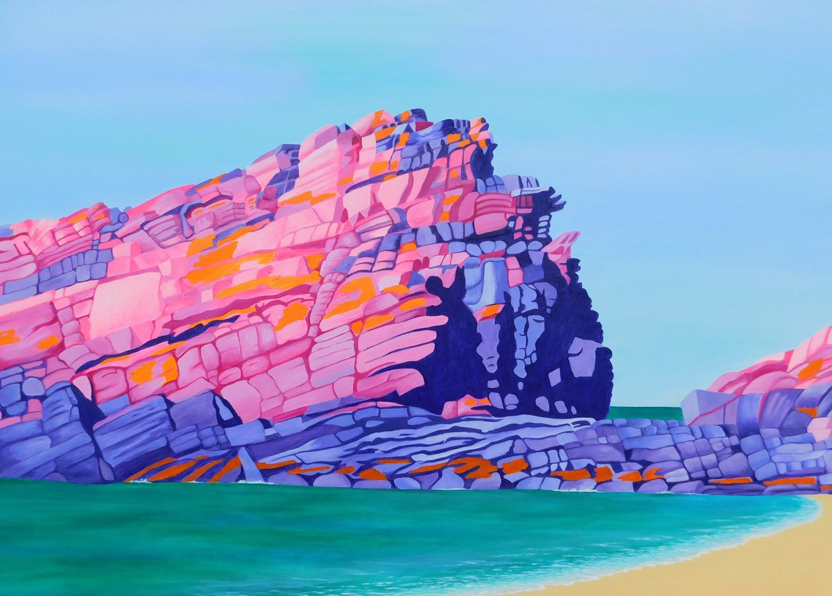 Oil Painting , Rocks At Pleherel Plage By Ruth Cowell, 48 X 37, Artwork For Sale On Artfinder