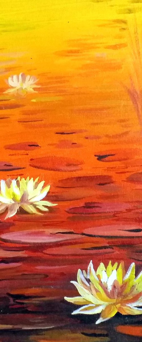 Beauty of Sunset Pond & Lotus by Samiran Sarkar