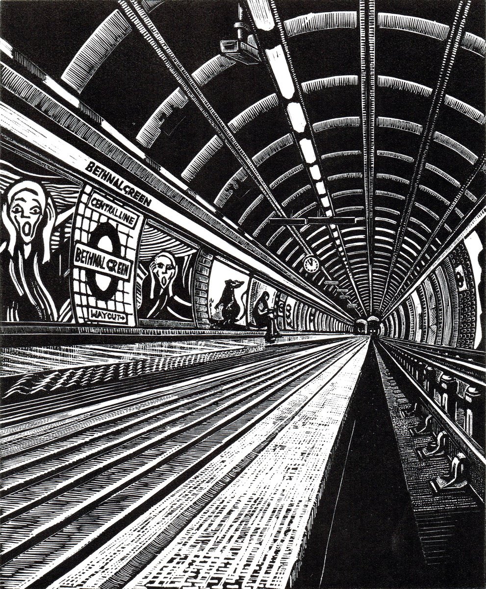 Cityscapes Etchings & Engravings By Rebecca Coleman, 12 X 14", View Subterranea 8: Bethnal Green, Original Artwork