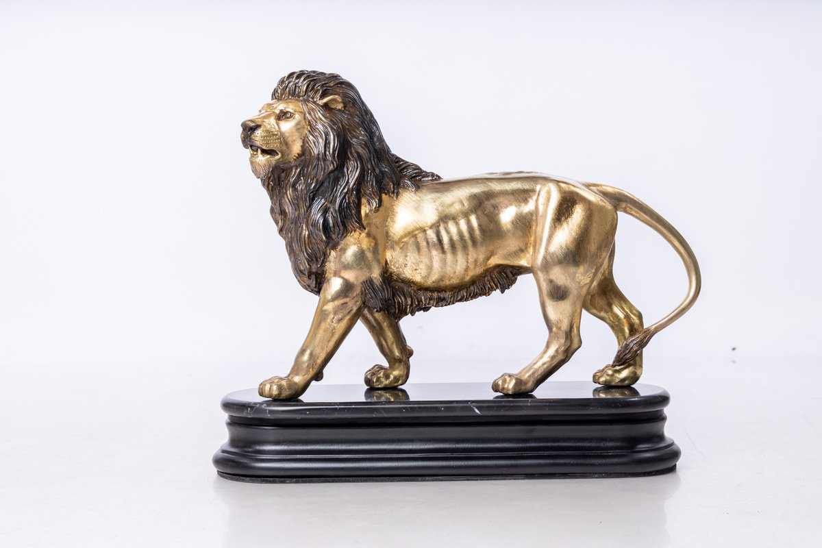 Photorealistic Animal Bronze Sculpture By Krasimir Krastev, 24 X 18", Lion, Original Artwork