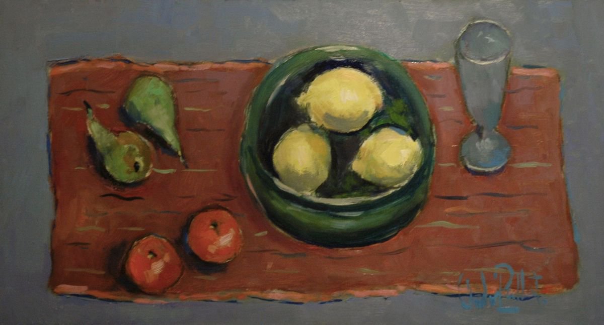 Still Life with Green Bowl and Red Cloth by Andre Pallat