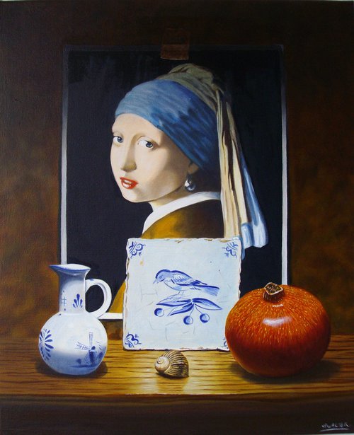 Delft's girl with pomegranate by Jean-Pierre Walter