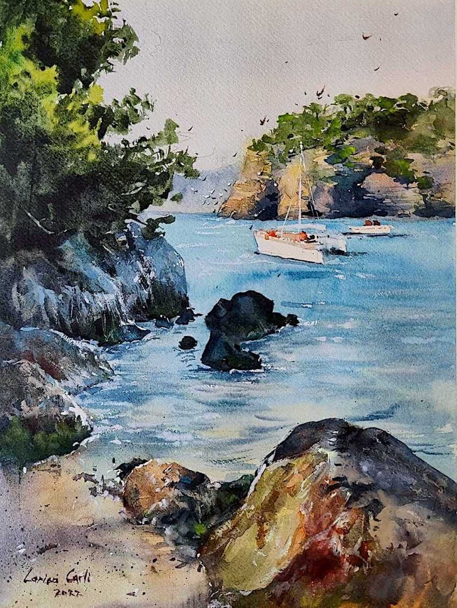 Menorcan serenity | Original watercolor painting by Larisa Carli