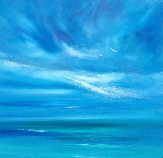 Fly Away With Me II - Blue, Calm, Seascape