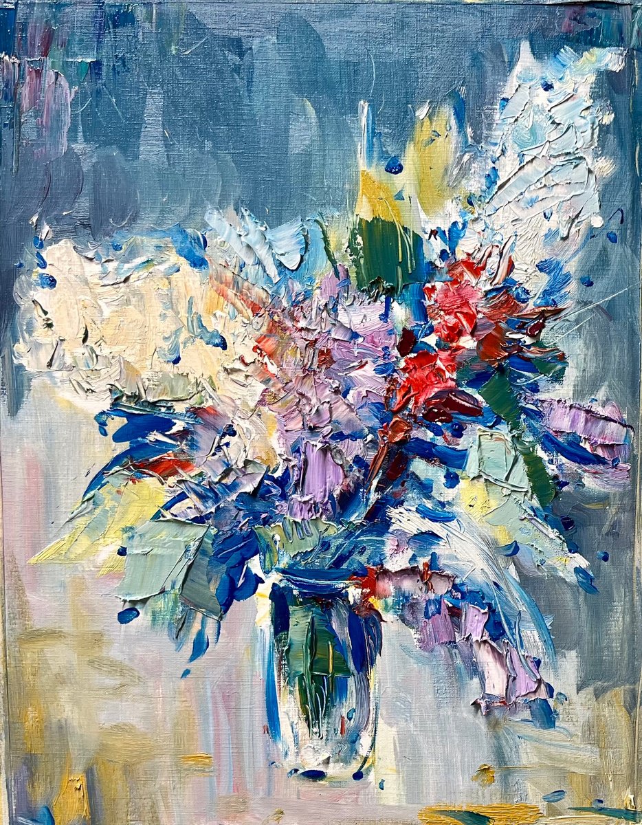 Expressive Botanical Oil Painting By Altin Furxhi, 12 X 16, Abstract Flowers,, Original Artwork