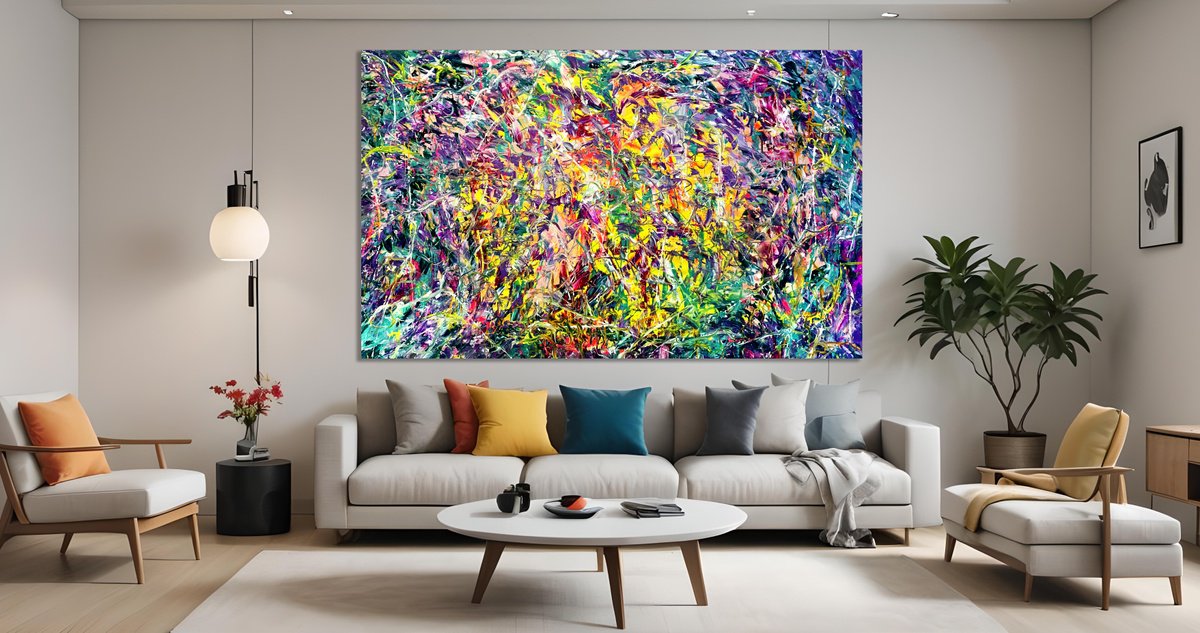 Organic Abstract Acrylic Painting By Estelle Asmodelle, 78 X 48, Life