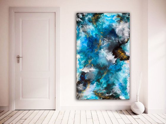 63''x 40''(160x100cm), Sound of Earth 6, ready to hang, colorful canvas art  - xxl art - abstract art painting- extra large art- mixed media