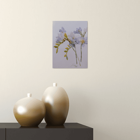 Freesias # 5 original watercolour painting.