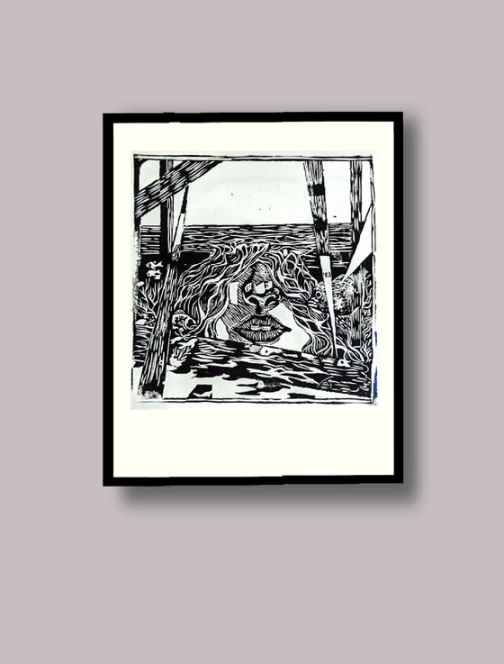 "Transcending Borders" Linocut