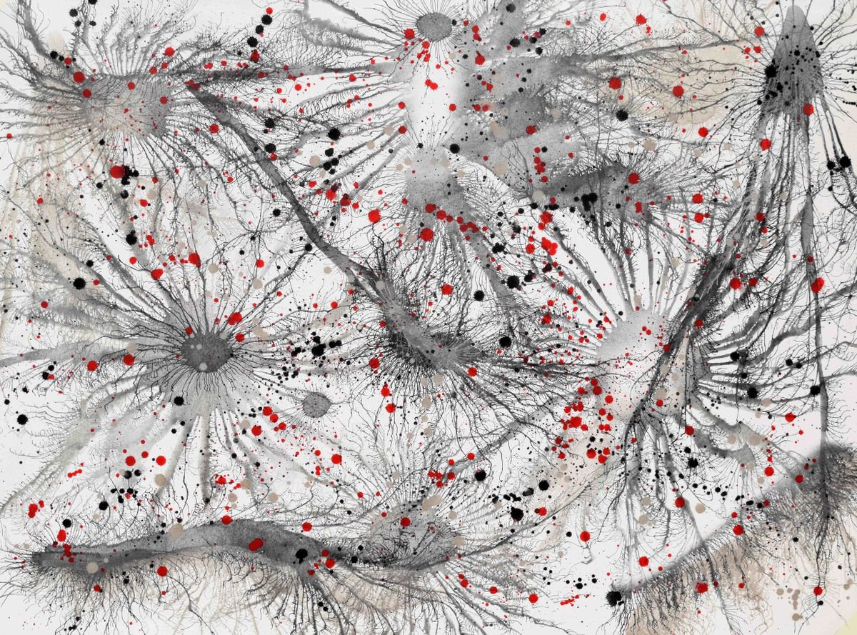 Abstract Acrylic Painting By Sumit Mehndiratta, 61 X 44", Exploflora Series No. 48, Original Artwork