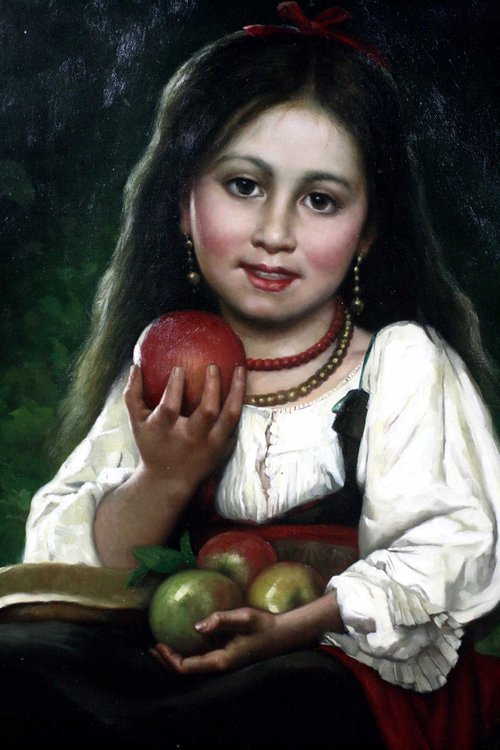 Little Gipsy Girl with apples by GOUYETTE jean-michel