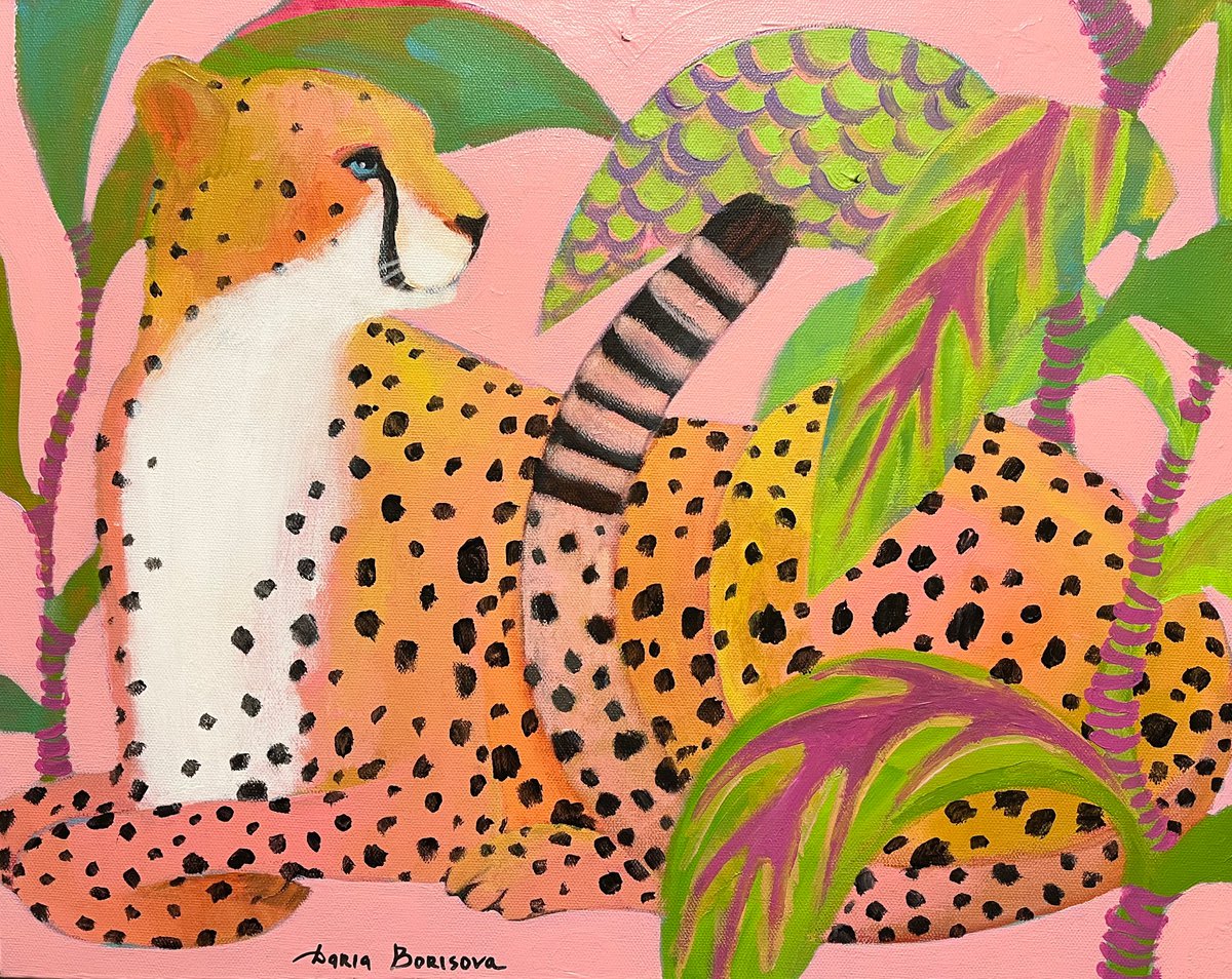 Surrealistic Animal Acrylic Painting By Daria Borisova, 24 X 18, - Sunset - ?., Original Artwork