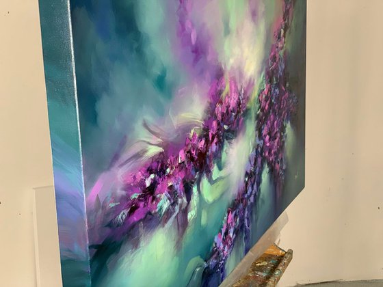 Flowers Oil Abstract Painting - Tango 120 x 60 cm (48 x 24 inches)