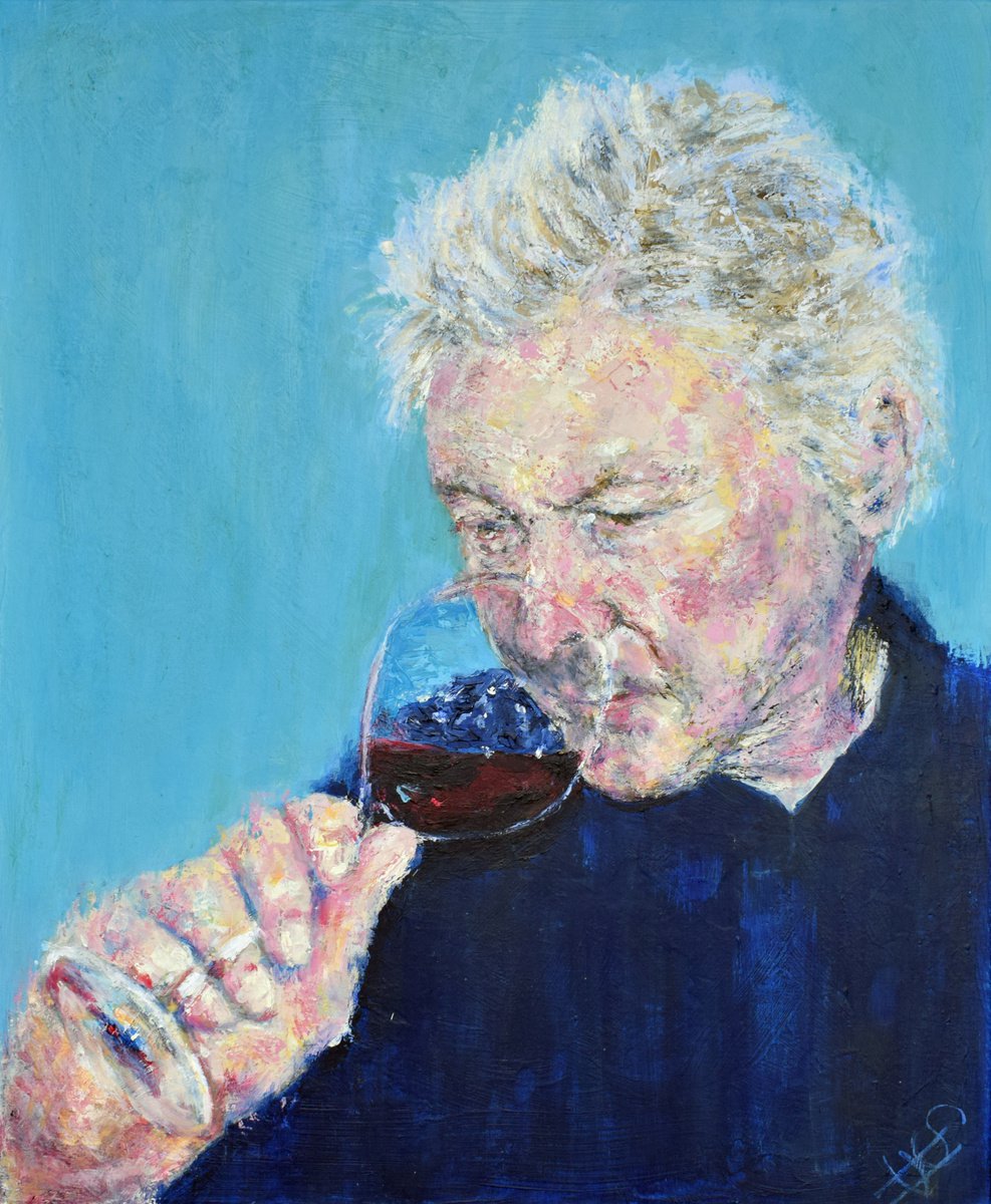 Impressionistic Portrait Acrylic Painting By Sbboursot, 24 X 29", Cherries, Raspberries..., Original Artwork