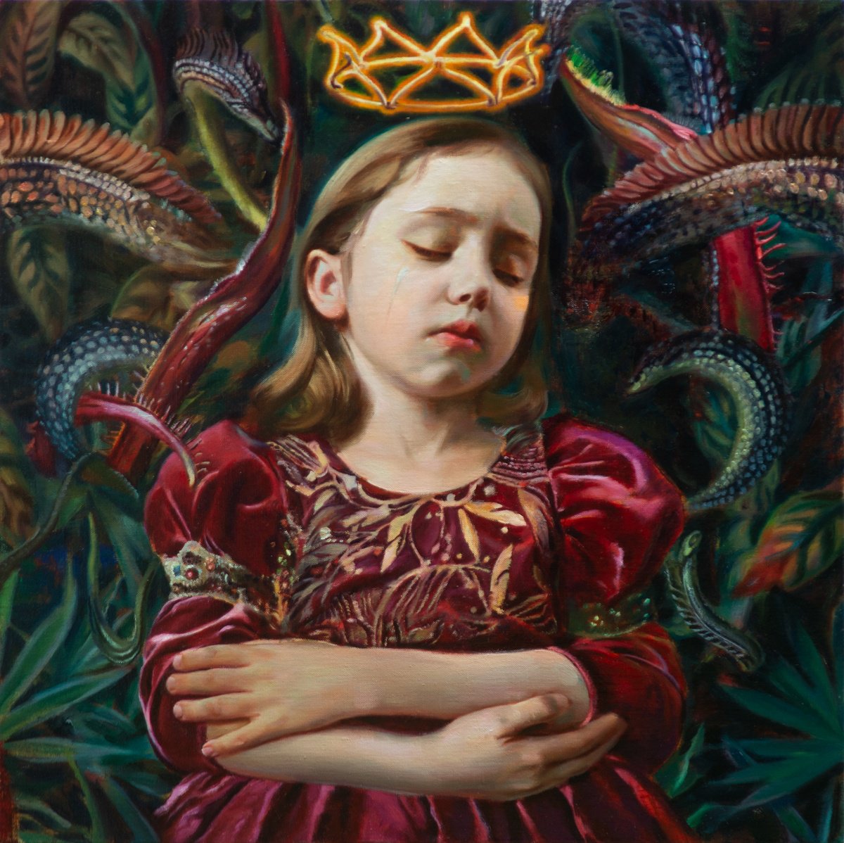 Impressionistic Portrait Oil Painting By Anastasia Borodina, 20 X 20, Paradoxical Sleep, Original Artwork