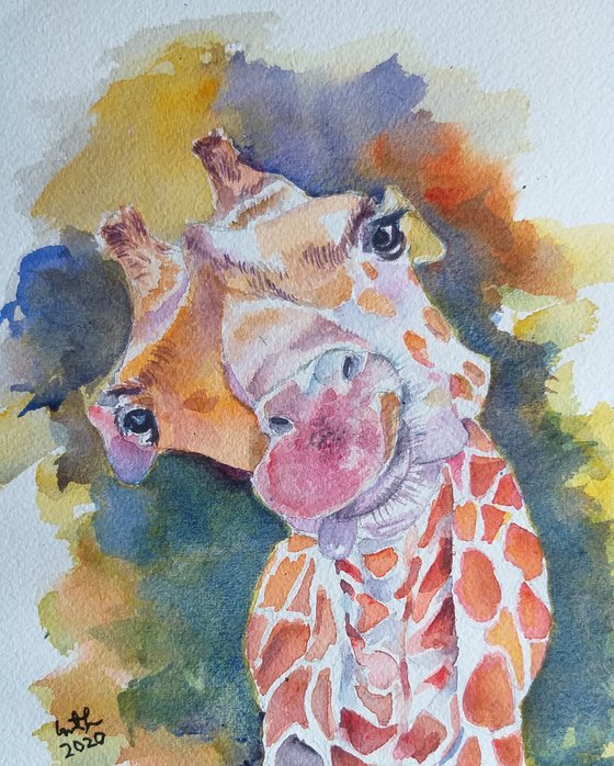 Baby Giraffe, animal, gift, animals watercolor painting