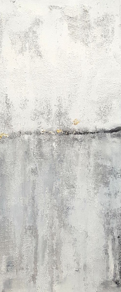 White and gold abstract by Laura Spring