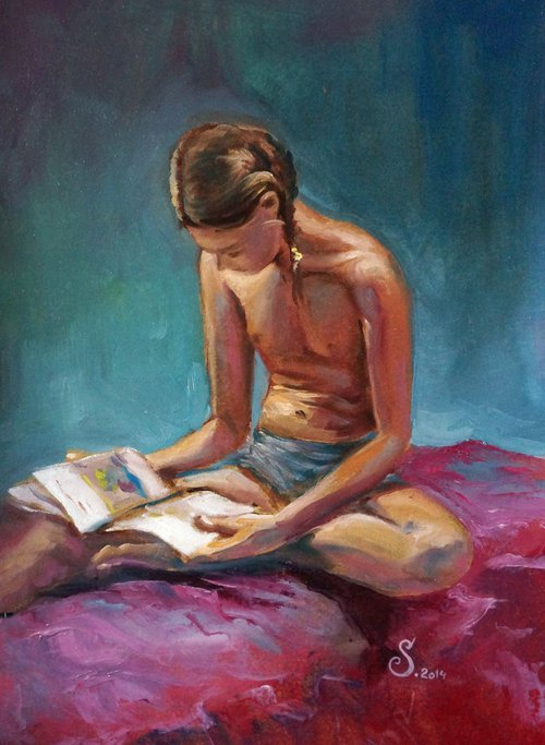 Girl reading a book by Serge Shchegolkov