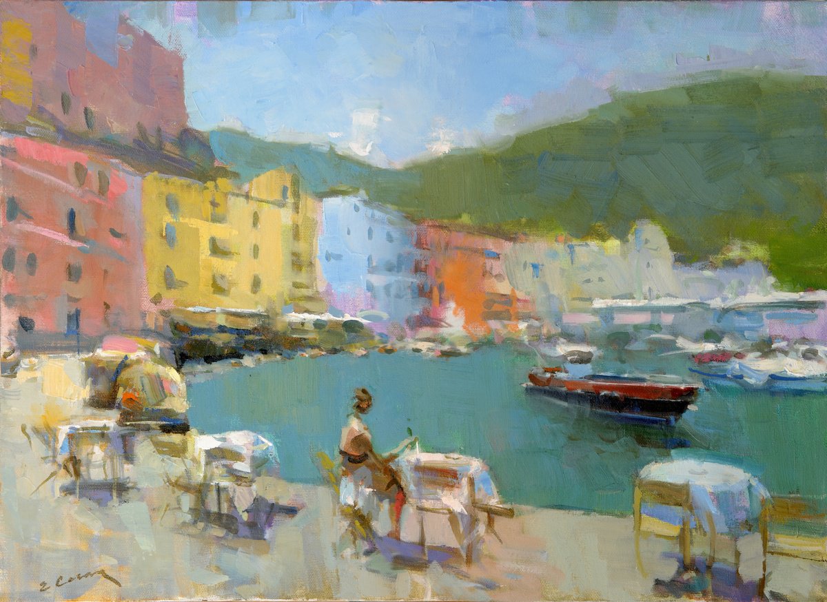 Expressive Landscape Oil Painting By Eugene Segal, 28 X 20, Italian Landscape, Original Artwork