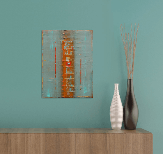 Primitive Red Copper Teal Abstract