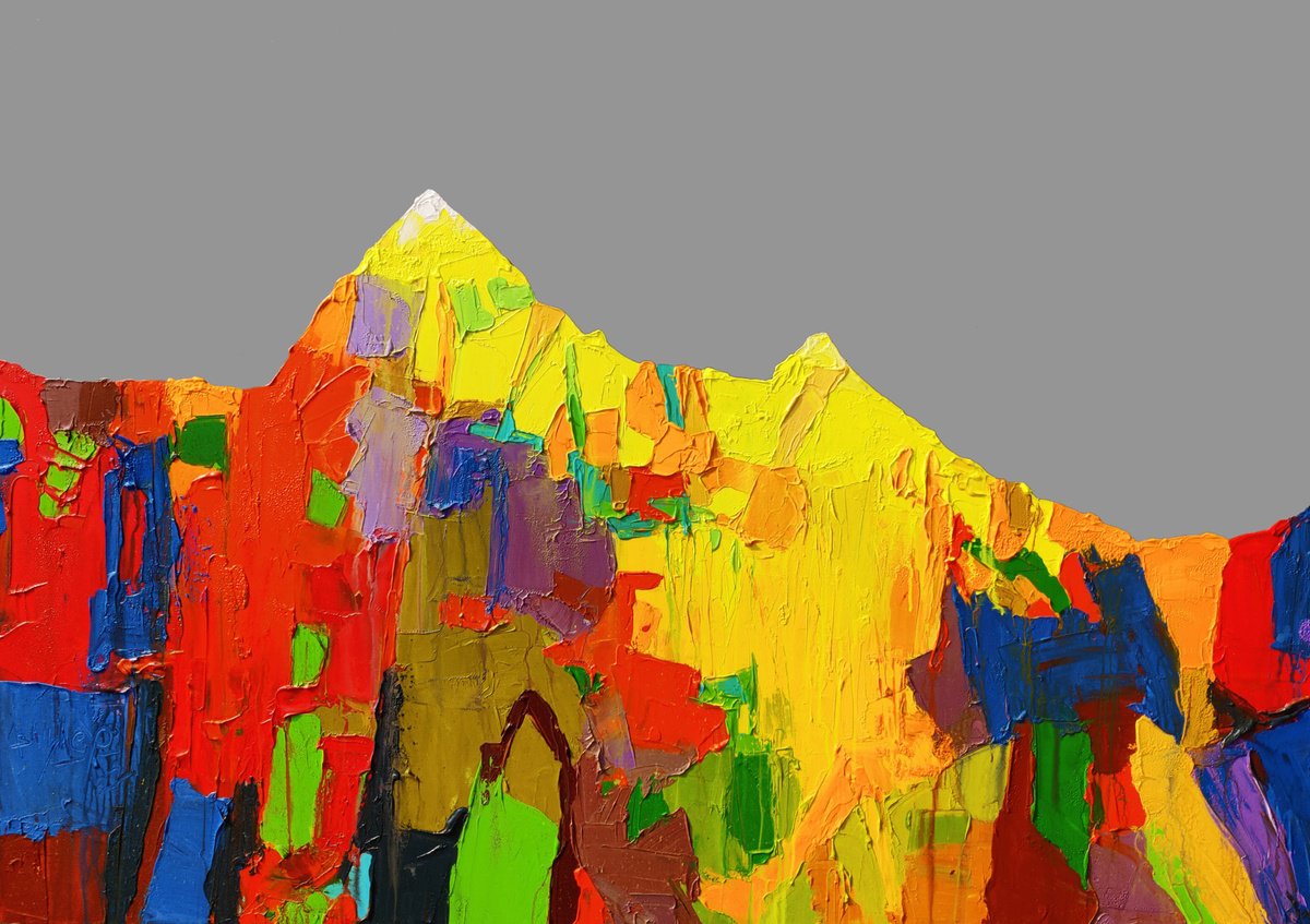 Impressionistic Landscape Acrylic Painting By Abhishek Kumar, 66 X 48, Sunrise And Elements 02-01, Original Artwork