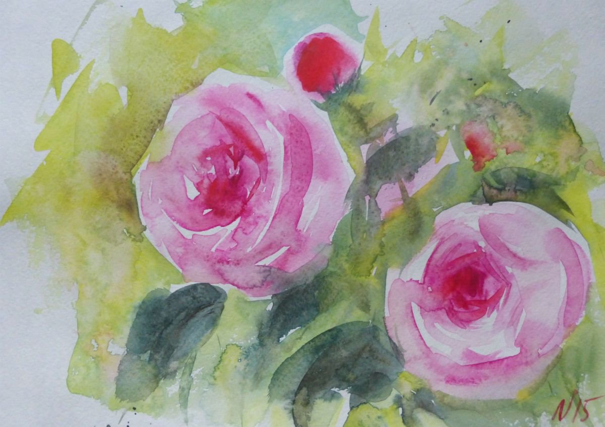 Floral fragrance, watercolor painting 30x21 cm by Nastasia Chertkova