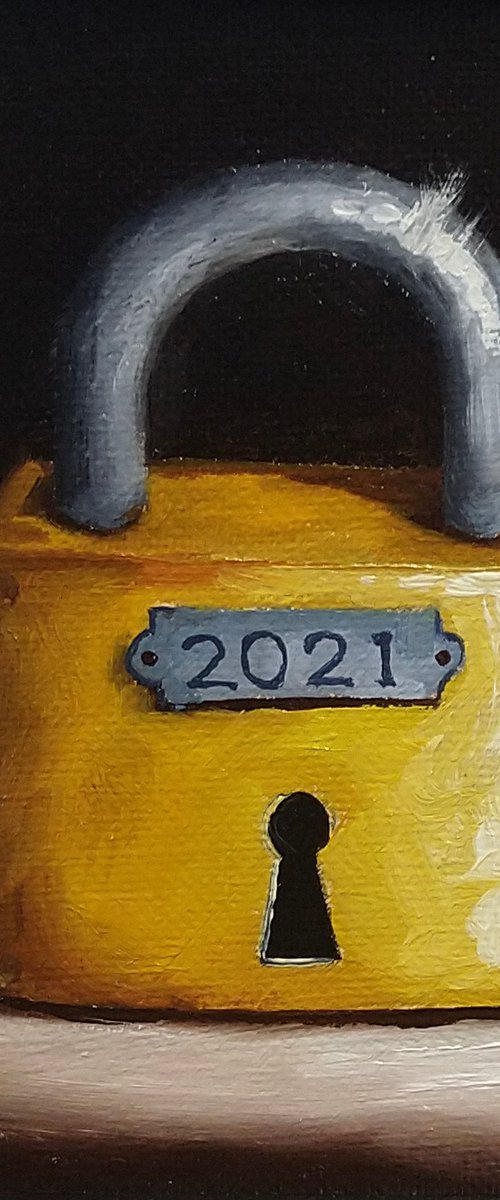 2021 Lockdown Padlock #3 still life by Jane Palmer Art