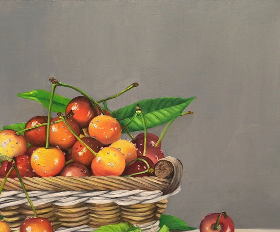 Still life with cherries