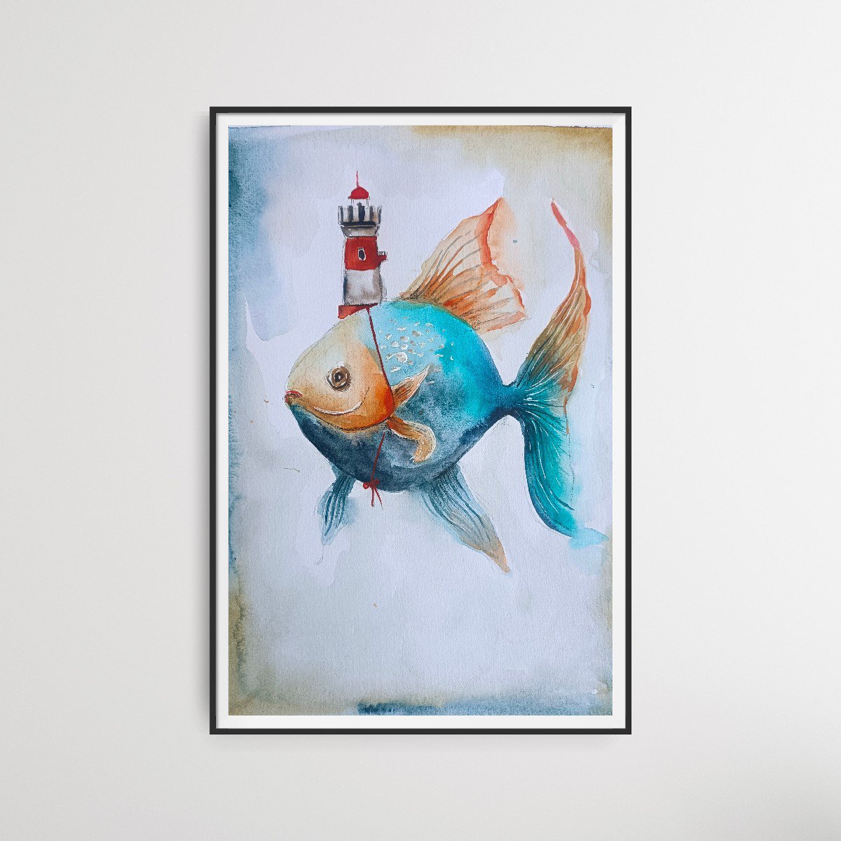 Fish and Lighthouse (small) by Evgenia Smirnova