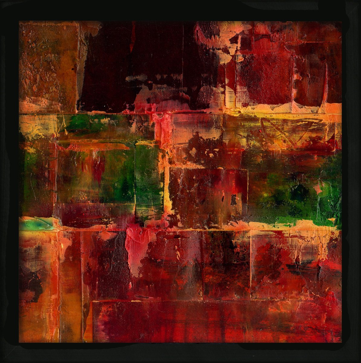 Abstract Painting By Kathy Morton Stanion, 13 X 13", Mystical Pastiche 8, Original Artwork