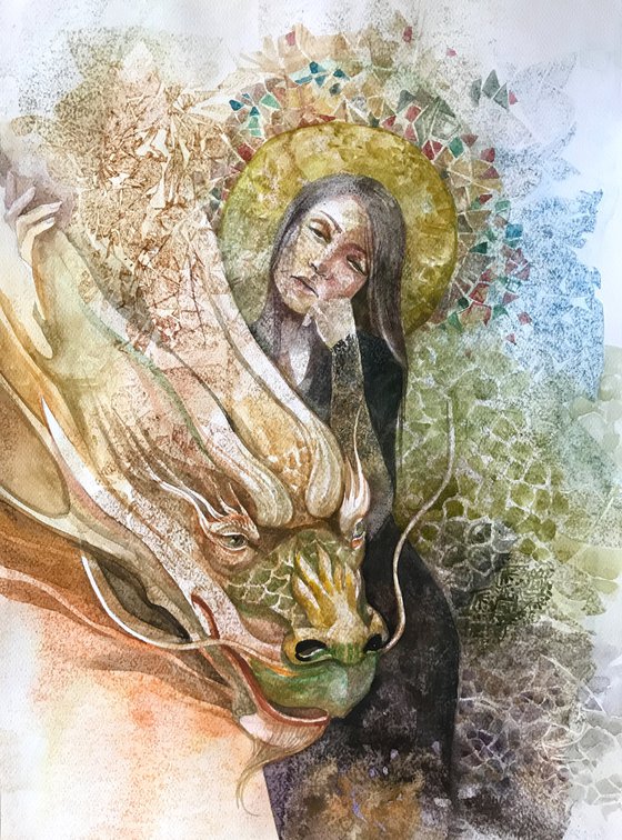 Woman and dragon