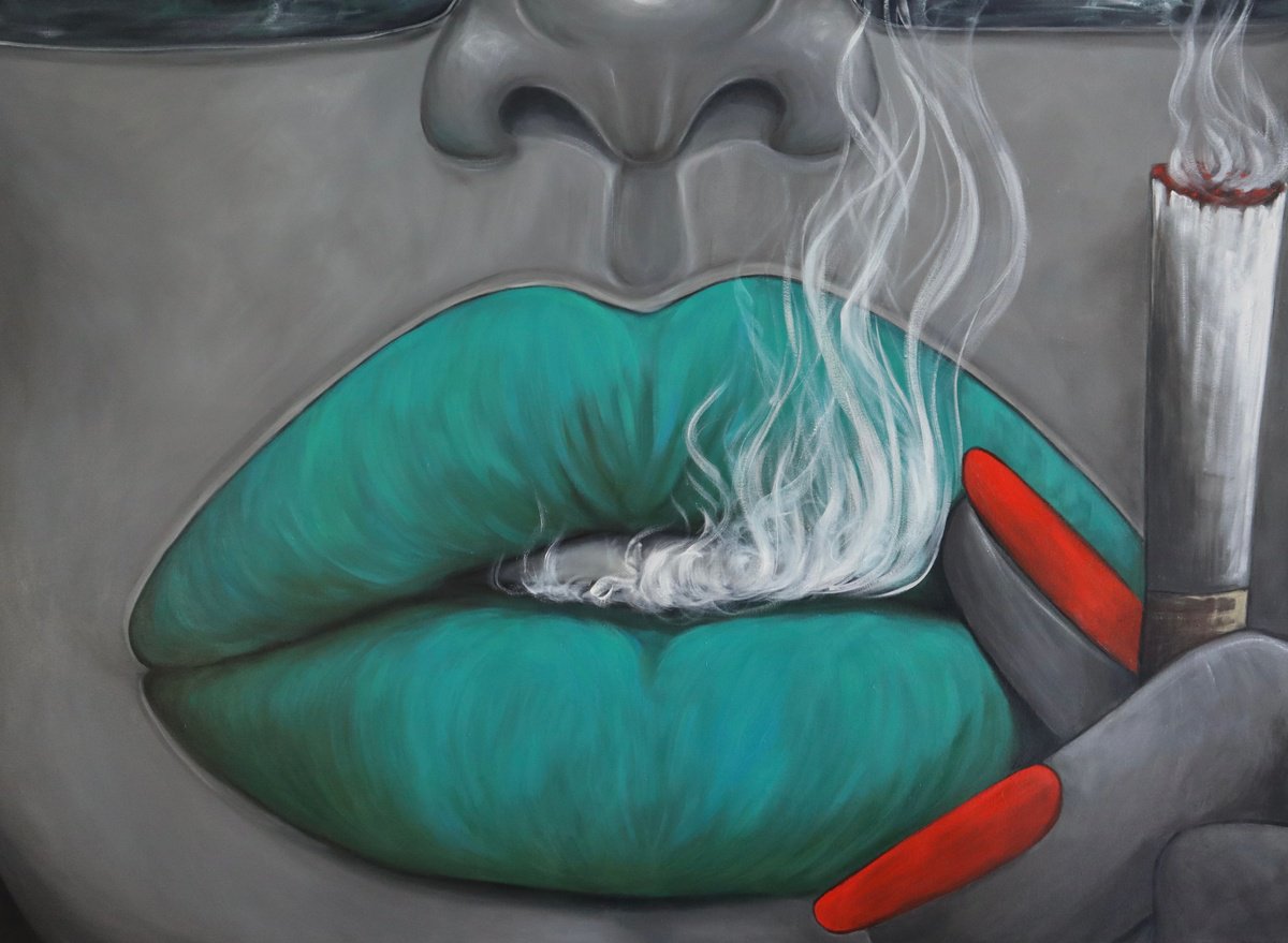 Lady with green lips by Ta Byrne