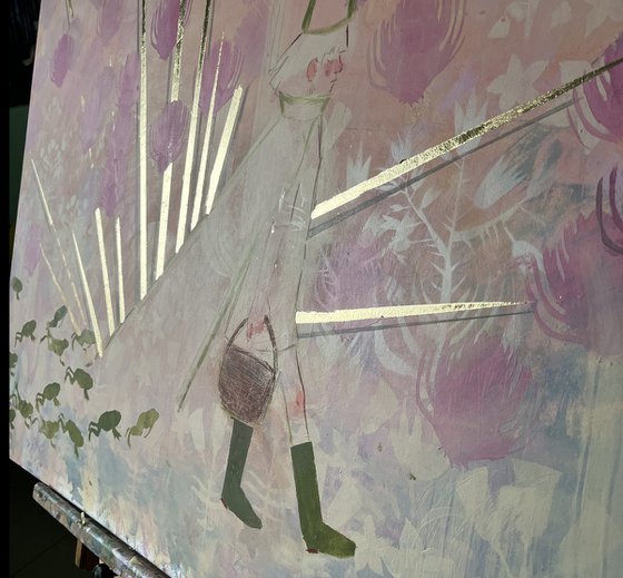 The Frog Shepherd 115x115cm. Acrylic, gold