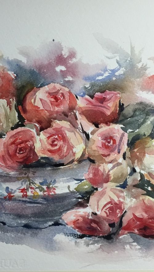 Vase of roses 5 by Jing Chen