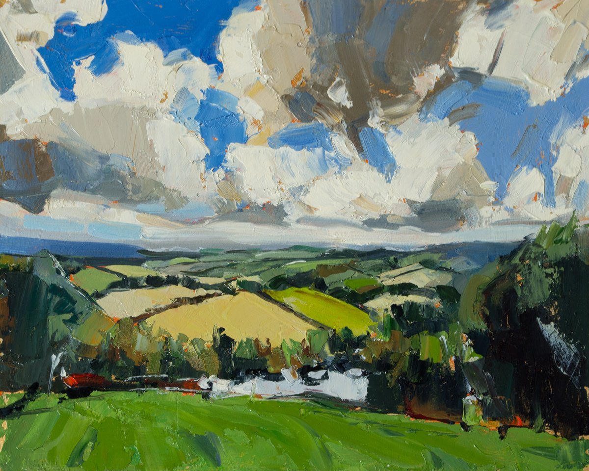 Impressionistic Landscape Oil Painting By Daria Zavadenko, 12 X 9, Fields Of Light, Original Artwork