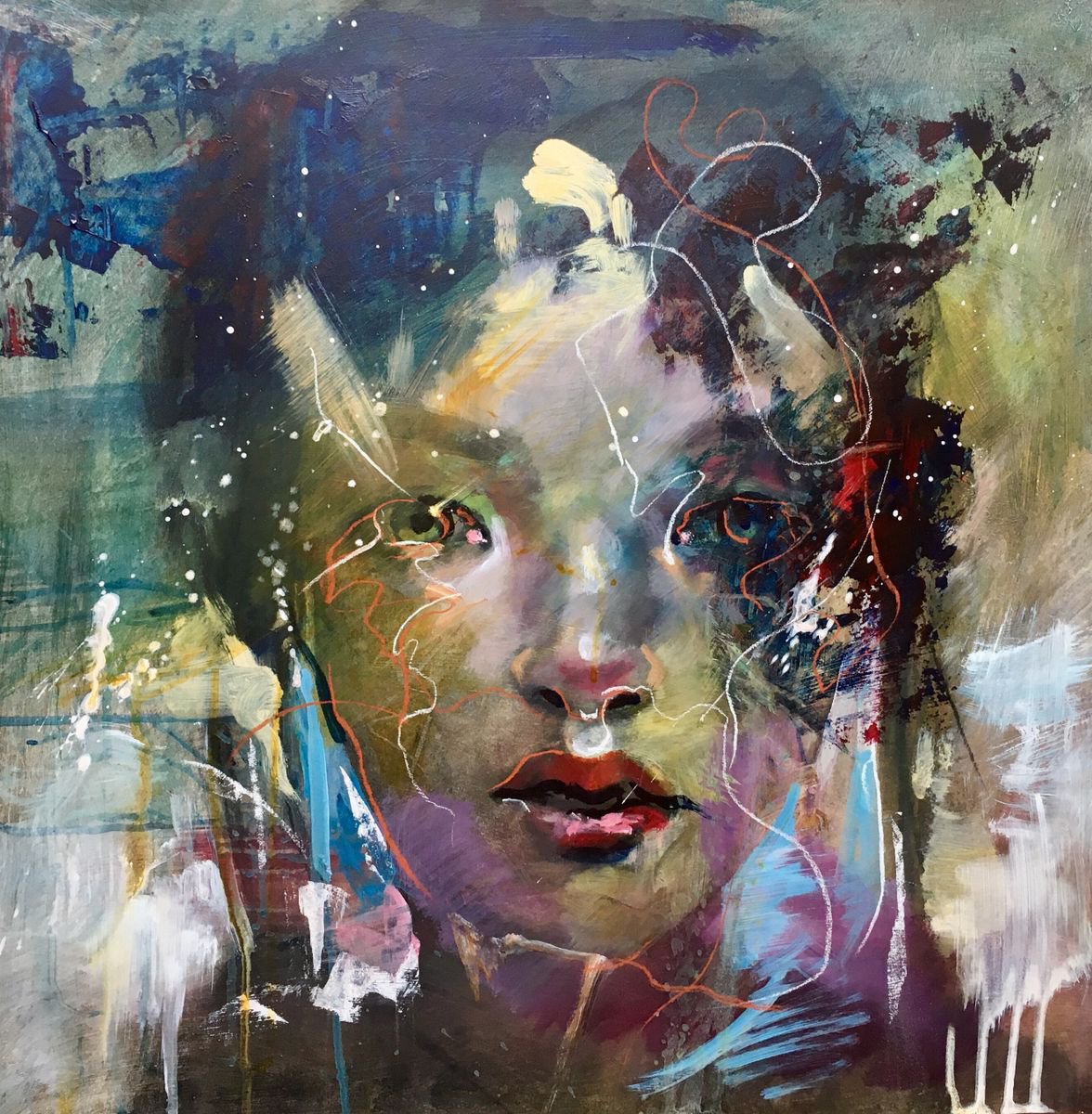 Impressionistic Portrait Painting By Anthony Barrow Ba(Hons) Fine Art, 21 X 21, The Oriental, Original Artwork