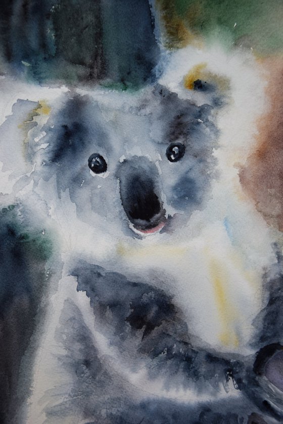 Koala painting, Australia watercolor painting original