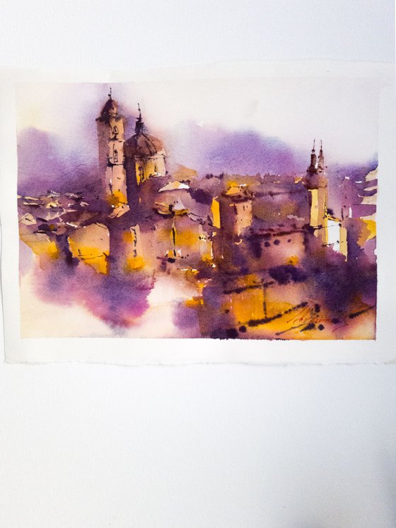 Urbino. Original watercolor painting