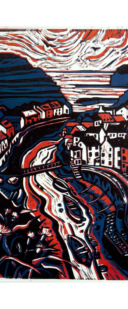 Staithes - Lino prints by Julia  Rigby