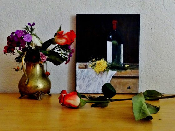 Red wine and garden roses..