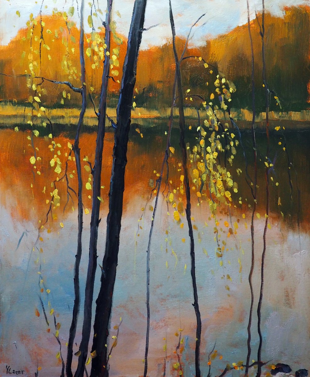 Impressionistic Landscape Oil Painting By Yuanyuan Liu, 21 X 26", Autumn Landscape, Original Artwork