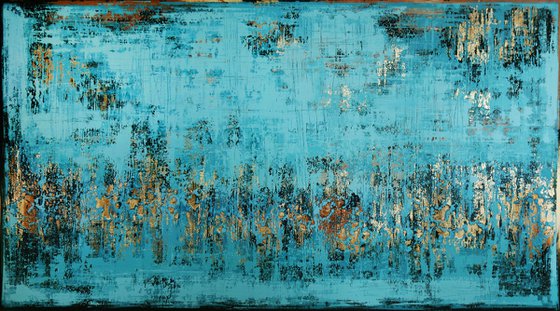 LAKE PUKAKI - 100 x 180 CM - TEXTURED ACRYLIC PAINTING ON CANVAS * XXL SIZE