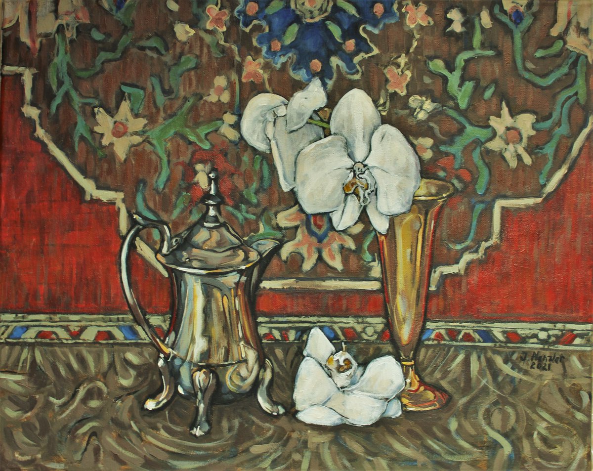 Still life with orchids by Joanna Plenzler