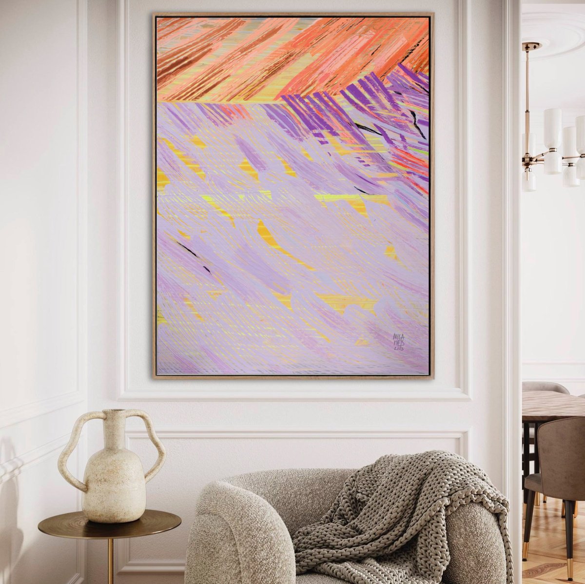 Abstract Acrylic Painting By Mila Weis, 35 X 46", Light Experience No. 11, Original Artwork