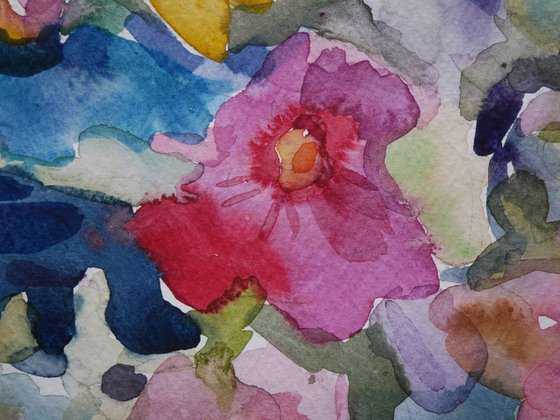 Pink hollyhocks